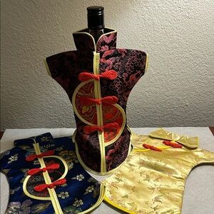 Elegant Brocade Liquor or Wine Bottle Covers NWOT